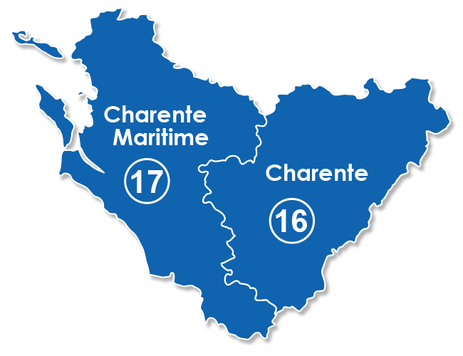 Carte charente (16) et Charente-Maritime (17)